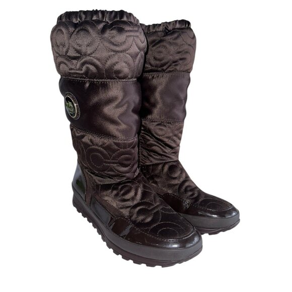 COACH Drexel A7274 Chocolate Brown Quilted Winter Boots Women's Size 7B - Picture 1 of 9
